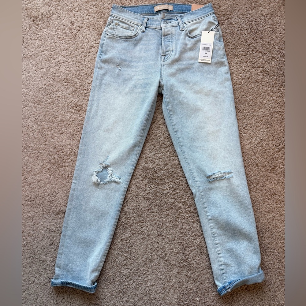 NWT 7 for all Mankind Josefina slim boyfriend button fly Luxe Vintage Denim Sz26